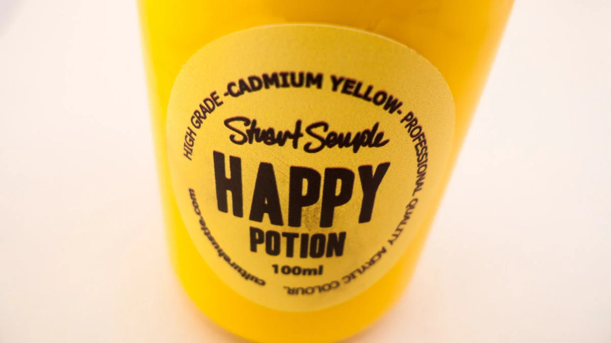 HAPPY - cadmium yellow, high grade professional acrylic paint, by Stuart Semple 100ml - Image 2